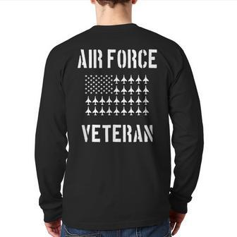 Air Force Veteran American Flag F4 Phantom Ii Back Print Long Sleeve T-shirt | Mazezy