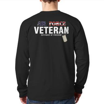 Air Force Veteran Defender Of Freedom Cool Back Print Long Sleeve T-shirt | Mazezy