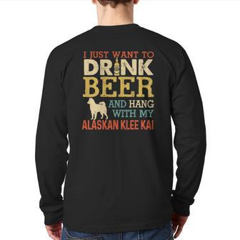 Alaskan Klee Kai Dad Drink Beer Hang With Dog Vintage Back Print Long Sleeve T-shirt | Mazezy
