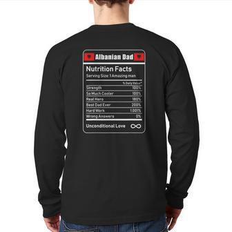 Albanian Dad Nutrition Facts Father's Back Print Long Sleeve T-shirt | Mazezy