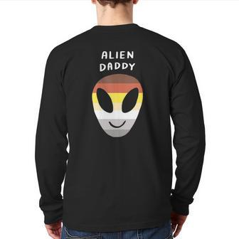 Alien Daddy Gay Lgbtq Aesthetic Bear Pride Flag Space Back Print Long Sleeve T-shirt | Mazezy