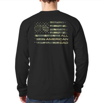 All American Dad 4Th Of July Fathers Day Camo Flag Back Print Long Sleeve T-shirt | Mazezy
