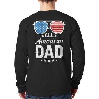 All American Dad 4Th Of July Father's Day Sunglasses Family For Dad Back Print Long Sleeve T-shirt | Mazezy