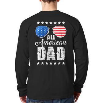All American Dad 4Th Of July T Fathers Day Men Daddy Back Print Long Sleeve T-shirt | Mazezy