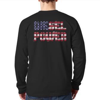 American Diesel Power Vintage Truck Driver Back Print Long Sleeve T-shirt - Monsterry DE