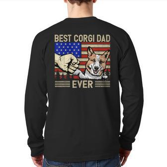 American Flag Best Corgi Dad 4Th Of July Father's Day Back Print Long Sleeve T-shirt | Mazezy