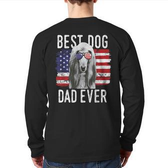 American Flag Best Dog Dad Ever Afghan Hounds Usa Back Print Long Sleeve T-shirt | Mazezy
