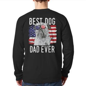 American Flag Best Dog Dad Ever Brussels Griffon Usa Back Print Long Sleeve T-shirt | Mazezy
