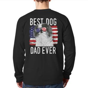 American Flag Best Dog Dad Ever Japanese Chin Usa Back Print Long Sleeve T-shirt | Mazezy