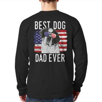 American Flag Best Dog Dad Ever St Bernard Usa Back Print Long Sleeve T-shirt | Mazezy