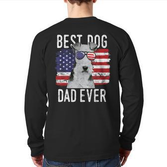 American Flag Best Dog Dad Ever Wire Fox Terrier Usa Back Print Long Sleeve T-shirt | Mazezy