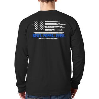 American Flag Best Poppa Ever 4Th Of July Fathers Day Back Print Long Sleeve T-shirt | Mazezy