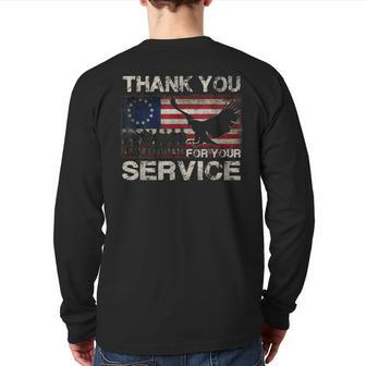 American Flag Betsy Ross Thank You Veterans Back Print Long Sleeve T-shirt | Mazezy