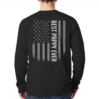 American Flag Dad For Fathers Day Best Pappy Ever Back Print Long Sleeve T-shirt | Mazezy