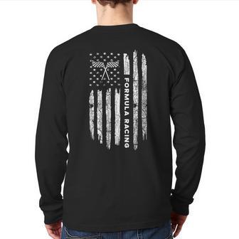 American Flag Formula Racing Vintage Formula Racing Back Print Long Sleeve T-shirt - Monsterry