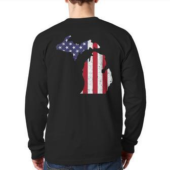 American Flag Fourth Of July 4Th Michigan Usa Back Print Long Sleeve T-shirt - Monsterry UK