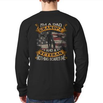 American Flag I'm A Dad Grandpa And A Veteran 4Th Of July Back Print Long Sleeve T-shirt | Mazezy
