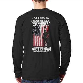 American Flag Us Grandpa Vet Veterans Day Back Print Long Sleeve T-shirt | Mazezy