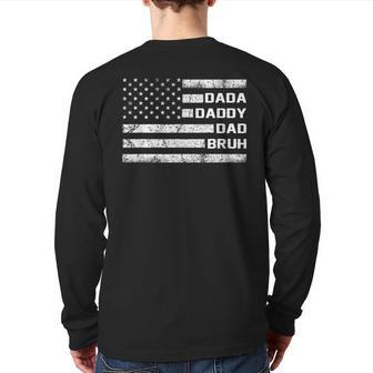American Flag Usa Dada Daddy Bruh Father's Day Dad Back Print Long Sleeve T-shirt | Mazezy