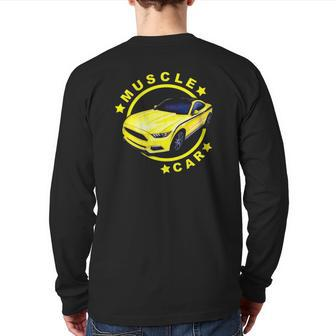 American Muscle Yellow Car Car Lover Back Print Long Sleeve T-shirt | Mazezy