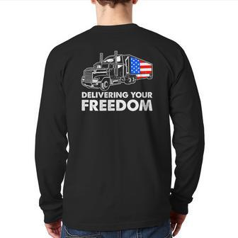 American Trucker Freedom Convoy 2022 Usa Canada Truck Driver Back Print Long Sleeve T-shirt | Mazezy UK