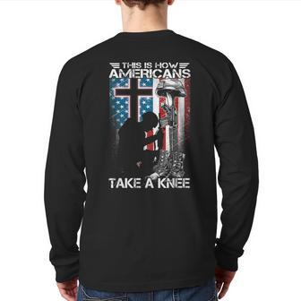 This Is How Americans Take Knee Proud Veteran July 4Th Back Print Long Sleeve T-shirt | Mazezy