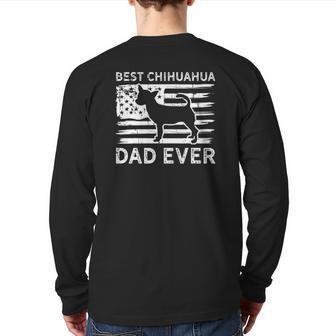 Amerrican Flag Chihuahua Dad Chiwawa 70S Pet Owner Back Print Long Sleeve T-shirt | Mazezy
