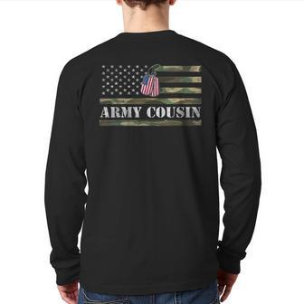 Army Cousin With American Flag Camo For Veteran Day Back Print Long Sleeve T-shirt | Mazezy