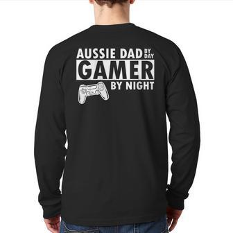 Aussie Dad Cool Australian Shepherd Father For Dog Dad Back Print Long Sleeve T-shirt | Mazezy