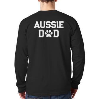 Aussie Dad Paw Print Australian Shepherd Dog Owner Back Print Long Sleeve T-shirt | Mazezy