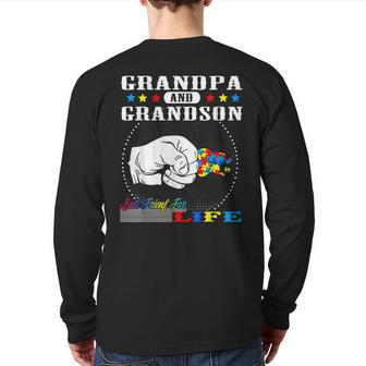 Autism Awareness Grandpa Grandson Best Friend For Life Back Print Long Sleeve T-shirt | Mazezy