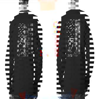 Autism Awareness Papaw Bear American Flag Autism Awareness Back Print Long Sleeve T-shirt | Mazezy