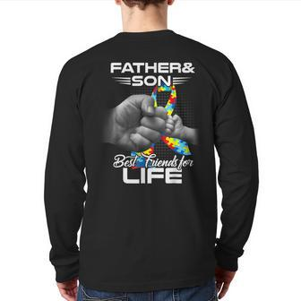 Autism Dad Father And Son Best Friends For Life Autism Back Print Long Sleeve T-shirt | Mazezy