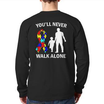 Autism Dad Autism Dad And Son Back Print Long Sleeve T-shirt | Mazezy