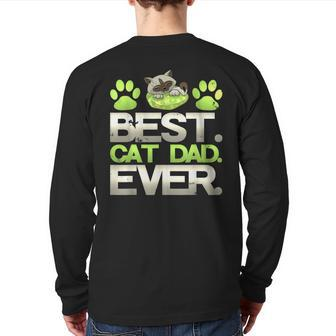 Awesome Best Cat Dad Ever Kitty Lover Back Print Long Sleeve T-shirt | Mazezy