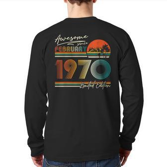 Awesome Since February 1970 Vintage 54Th Birthday Men Back Print Long Sleeve T-shirt - Monsterry