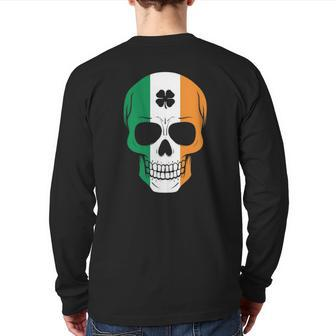 Awesome Irish Skull St Patrick's Day Back Print Long Sleeve T-shirt | Mazezy
