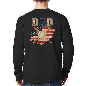 Ball Dad Softball Baseball For Daddy Father's Day Back Print Long Sleeve T-shirt | Mazezy