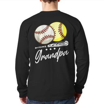 Ball Grandpa Baseball Softball Back Print Long Sleeve T-shirt | Mazezy CA