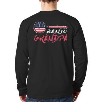 Banjo Grandpa 4Th Of July American Flag Usa Back Print Long Sleeve T-shirt | Mazezy UK