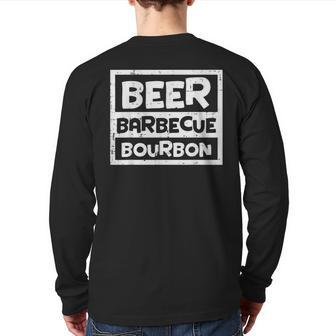 Barbecue Bourbon Fun Bbq Grill Meat Grilling Master Dad Men For Dad Back Print Long Sleeve T-shirt | Mazezy