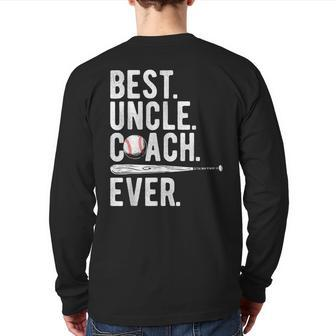 Baseball Best Uncle Coach Ever Proud Dad Daddy Father's Day Back Print Long Sleeve T-shirt | Mazezy