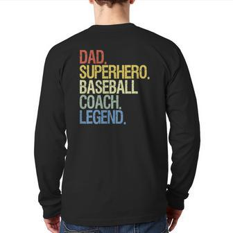 Baseball Coach Dad Superhero Legend Back Print Long Sleeve T-shirt | Mazezy