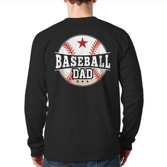Baseball Dad For Dad Fathers Day Baseball Lovers Back Print Long Sleeve T-shirt | Mazezy