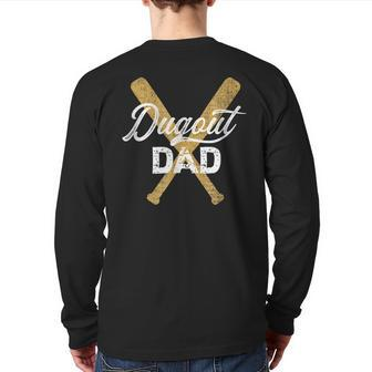 Baseball Dugout Dad Baseball Bats For Father Back Print Long Sleeve T-shirt | Mazezy