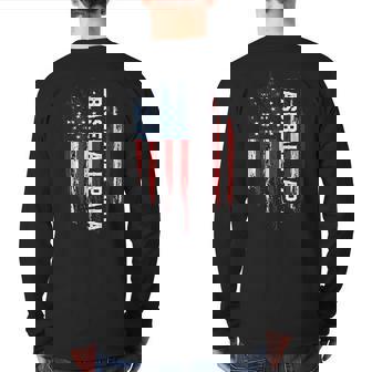 Baseball Papa American Flag Grandpa Grandson Father's Day Back Print Long Sleeve T-shirt | Mazezy