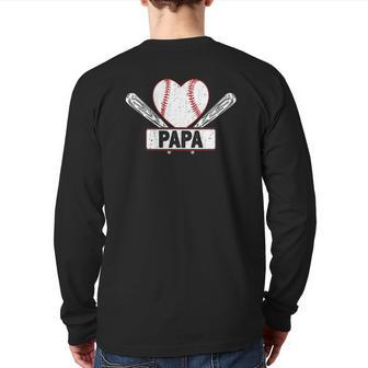 Baseball Papa Matching Family Softball Baseball Lover Back Print Long Sleeve T-shirt | Mazezy UK