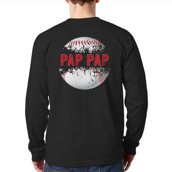 Baseball Softball Lover Ball Pap Pap Father's Day Dad Papa Back Print Long Sleeve T-shirt | Mazezy