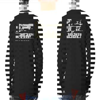 The Bassfather Distressed Bass Player Dad Father's Day Back Print Long Sleeve T-shirt | Mazezy