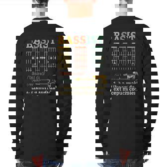 Bassist Dad Definition Guitar Chords Guitarist Bass Player Back Print Long Sleeve T-shirt | Mazezy